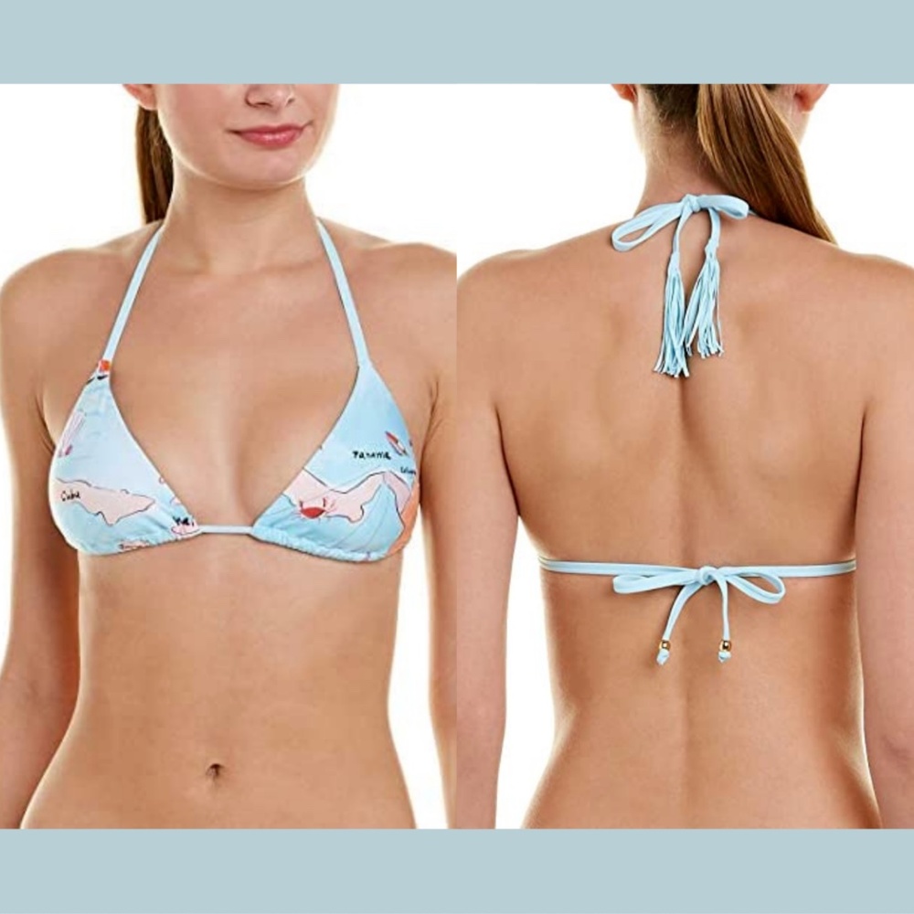 NEW Pilyq Maps Detail Triangle Bikini Top Medium